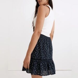 Madewell Ruffle Mini Skirt Floral Smocked Waist Skater